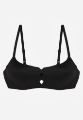 Czarny Gładki Biustonosz z Ozdobną Imitacją Sznurowania Azivene. Czarne biustonosze Born2be, bez wzorów. Za 39.99 zł.