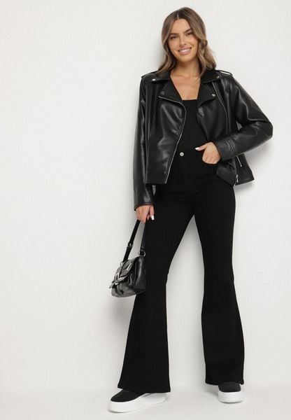 Czarne Jeansy Dzwony z Regularnym Stanem Sarkke. Czarne jeansy damskie Born2be, bez wzorów, z jeansu, eleganckie. Za 99.99 zł.