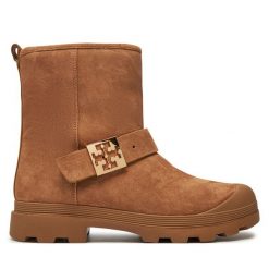 Botki Tory Burch. Brązowe botki damskie Tory Burch, bez wzorów, bez obcasa, na płaskiej podeszwie, bez zapięcia. Za 1,949.00 zł.