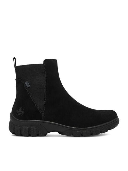 Rieker Botki CEO-Z7269-00 Czarny. Czarne botki damskie Rieker, bez wzorów, ze skóry, bez obcasa, na płaskiej podeszwie, bez zapięcia. Za 429.99 zł.