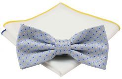 Mucha z poszetką - Chattier, Męska - Błękit w Groszki. Niebieskie krawaty i muchy Chattier, bez wzorów, eleganckie. Za 59.00 zł.