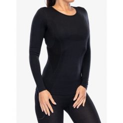 Bluza termoaktywna damska Brubeck Comfort Wool LS. Czarne bielizna sportowa damska Brubeck, bez wzorów. Za 209.99 zł.