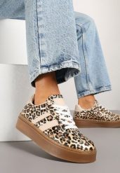 Panterkowe Sneakersy Tenisówki Ozdobione Paskami Sovresia. Trampki i tenisówki damskie Renee, z aplikacjami, bez zapięcia. Za 79.99 zł.