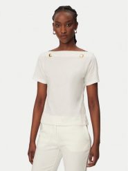 Rinascimento Bluzka CFC0128105003 Biały Regular Fit. Białe bluzki damskie Rinascimento, l, bez wzorów, z bawełny, bez kołnierzyka, bez ramiączek. Za 229.99 zł.