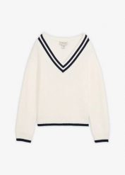 Sweter z mieszanki wiskozy. Białe swetry nierozpinane damskie bonprix, bez wzorów, z wiskozy, bez kołnierzyka, bez ramiączek. Za 107.99 zł.