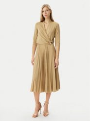 Rinascimento Sukienka koktajlowa CFC0122980003 Złoty Regular Fit. Żółte sukienki damskie Rinascimento, s, bez wzorów, z wiskozy, wizytowe, bez kołnierzyka, bez ramiączek. Za 429.99 zł.