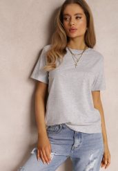 Jasnoszara T-shirt Errona. Szare t-shirty damskie Renee, l, bez wzorów, z dzianiny, bez kołnierzyka, bez ramiączek. Za 24.99 zł.