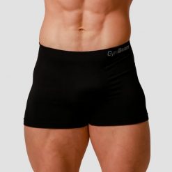 Bokserki męskie bezszwowe slim czarne Seamless 2Pack. Czarne bokserki męskie GYMBEAM, bez wzorów, z materiału. Za 59.90 zł.