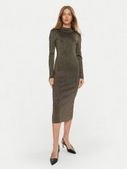 MICHAEL Michael Kors Sukienka dzianinowa MF482KPAFB Złoty Slim Fit. Żółte sukienki damskie MICHAEL Michael Kors, l, bez wzorów, z dzianiny, bez kołnierzyka, bez ramiączek. Za 739.99 zł.
