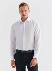 PAKO LORENTE – Koszula męska P000B-1X-001-B. Białe koszule męskie Pako Lorente, m, bez wzorów, z bawełny, eleganckie, bez kołnierzyka, bez ramiączek. Za 99.99 zł.