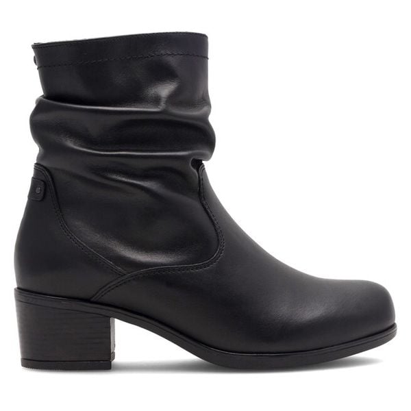 Botki Go Soft. Czarne botki damskie GO SOFT, bez wzorów, bez obcasa, na słupku, bez zapięcia. Za 259.99 zł.