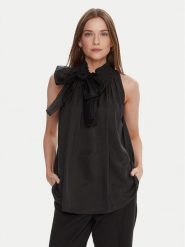 LOLA CASADEMUNT Bluzka LF2515016 Czarny Regular Fit. Czarne bluzki damskie LOLA CASADEMUNT, m, bez wzorów, z wiskozy, bez kołnierzyka, bez ramiączek. Za 349.99 zł.