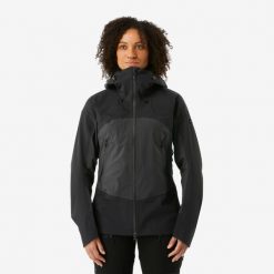 Kurtka trekkingowa damska Forclaz MT900 wodoodporna. Czarne kurtki sportowe damskie FORCLAZ, l, bez wzorów, z materiału, bez ramiączek, bez kaptura, trekkingowe. Za 549.99 zł.
