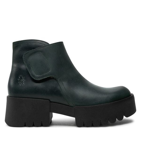 Botki Fly London. Zielone botki damskie Fly London, bez wzorów, bez obcasa, na płaskiej podeszwie, bez zapięcia. Za 639.99 zł.
