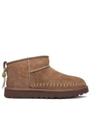 Ugg Śniegowce W Classic Ultra Mini Biarritz 1171538 Beżowy. Brązowe śniegowce damskie UGG, ze skóry, bez zapięcia. Za 809.99 zł.