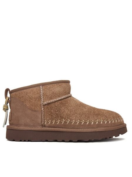 Ugg Śniegowce W Classic Ultra Mini Biarritz 1171538 Beżowy. Brązowe śniegowce damskie UGG, ze skóry, bez zapięcia. Za 809.99 zł.