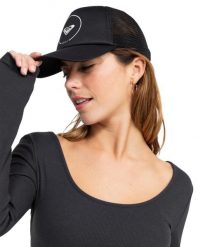 Czapka Trucker dla Kobiety TRUCKIN Czarny. Czarne czapki damskie Roxy, bez wzorów, z materiału. Za 119.99 zł.