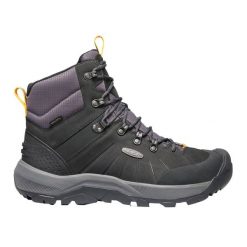 Buty trekkingowe męskie KEEN Revel IV Mid Polar. Czarne buty zimowe męskie Keen, bez wzorów, z polaru, bez obcasa, bez zapięcia. Za 617.70 zł.