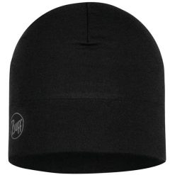 Czapka BUFF MERINO MIDW BLACK. Czarne czapki damskie Buff, bez wzorów, z materiału, retro. Za 149.99 zł.