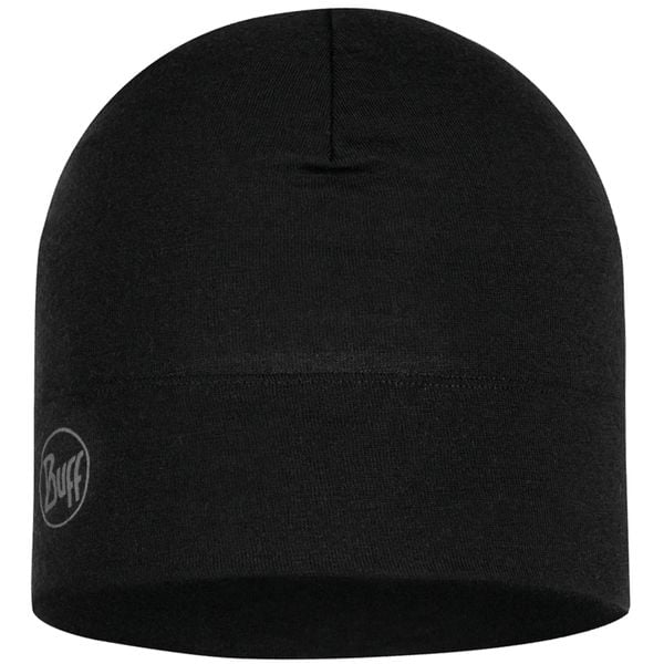 Czapka BUFF MERINO MIDW BLACK. Czarne czapki damskie Buff, bez wzorów, z materiału, retro. Za 149.99 zł.