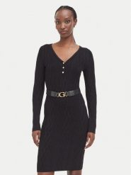 Guess Sukienka dzianinowa W6BK62 Z1567 Czarny Regular Fit. Czarne sukienki damskie Guess, s, z aplikacjami, z dzianiny, bez kołnierzyka, bez ramiączek. Za 614.99 zł.