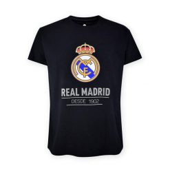 Ulubiona czarna koszulka kibiców Realu Madryt. Czarne bluzki damskie REAL MADRID, s, bez wzorów, sportowe, bez kołnierzyka, bez ramiączek. Za 100.97 zł.