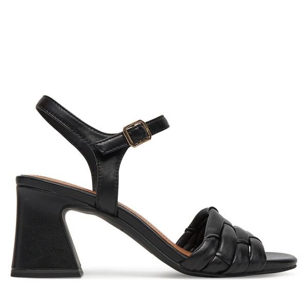 Sandały Tamaris. Czarne sandały damskie Tamaris, bez wzorów, bez obcasa, na słupku, bez zapięcia. Za 289.99 zł.