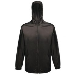 Męska Kurtka Przeciwdeszczowa + Worek Packaway. Czarne kurtki męskie Regatta, l, bez wzorów, sportowe, bez kaptura. Za 170.99 zł.