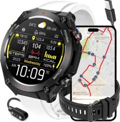 SMARTWATCH z GPS zegarek Rubicon dwa paski. Zegarki smartwatch Rubicon, bez wzorów. Za 408.31 zł.