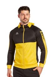 Kurtka treningowa z kapturem Erima Six Wings. Czarne kurtki sportowe męskie Erima, l, bez wzorów, z bawełny, z kapturem, na fitness i siłownię. Za 233.95 zł.