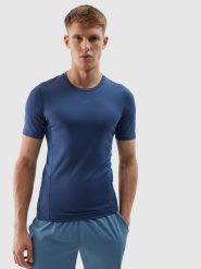 4F Koszulka treningowa slim z materiałów z recyklingu męska - granatowa 3XL. Niebieskie t-shirty męskie 4F, m, bez wzorów, z dzianiny, bez kołnierzyka, bez ramiączek. W wyprzedaży za 59.99 zł.