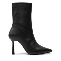 Botki HUGO. Czarne botki damskie Hugo, bez wzorów, bez obcasa, na szpilce, bez zapięcia. Za 929.99 zł.