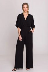 Elegancki kombinezon damski z kopertowym dekoltem czarny. Czarne sukienki damskie Stylove, na imprezę, m, bez wzorów, eleganckie, bez kołnierzyka, bez ramiączek, kopertowe. Za 519.00 zł.