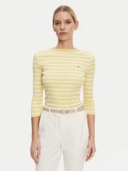 Tommy Hilfiger Bluzka New Cody WW0WW40589 Żółty Slim Fit. Żółte bluzki damskie Tommy Hilfiger, s, bez wzorów, z bawełny, bez kołnierzyka, bez ramiączek. Za 169.99 zł.