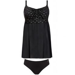 Strój kąpielowy plażowy damski tankini Self Paris. Czarne stroje kąpielowe damskie SELF HEAT, bez wzorów. Za 199.00 zł.