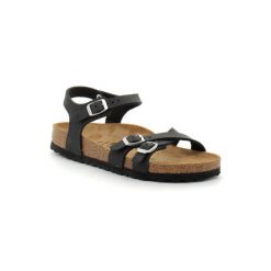 Sandały Birkenstock Kumba Czarny Damskie. Czarne sandały damskie Birkenstock, bez wzorów, z nubiku, bez obcasa, bez zapięcia. Za 876.00 zł.
