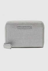 VALENTINO Zestaw srebrny portfel damski z lusterkiem. Szare portfele damskie Valentino by Mario Valentino, ze skóry. W wyprzedaży za 299.99 zł.