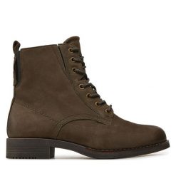Botki Tamaris. Zielone botki damskie Tamaris, bez wzorów, bez obcasa, na płaskiej podeszwie, bez zapięcia. Za 569.99 zł.