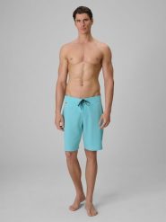 4F Spodenki plażowe boardshorty z filtrem UPF50+ męskie - turkusowe S. Niebieskie szorty męskie 4F, bez wzorów, z materiału, wakacyjne. Za 129.99 zł.