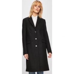Calvin Klein - Płaszcz. Czarne płaszcze damskie Calvin Klein, bez wzorów, z kaszmiru, klasyczne, bez kołnierzyka, bez kaptura. Za 1,249.00 zł.