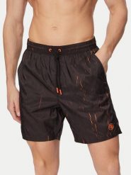 Guess Szorty kąpielowe F6GT18 WN352 Czarny Regular Fit. Czarne kąpielówki męskie Guess, z aplikacjami, z syntetyku. Za 299.99 zł.