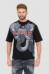 DSQUARED2 Czarny t-shirt Loose Fit Tee. Czarne t-shirty męskie Dsquared2, l, bez wzorów, bez kołnierzyka, bez ramiączek. W wyprzedaży za 899.99 zł.
