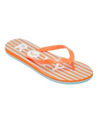 Klapki dla Kobiety TAHITI. Brązowe klapki damskie Roxy, bez wzorów, z materiału, bez obcasa, bez zapięcia. Za 89.99 zł.