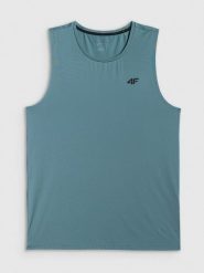4F Koszulka treningowa regular szybkoschnąca męska - turkusowa XXL. Niebieskie t-shirty męskie 4F, m, bez wzorów, z materiału, bez kołnierzyka, bez ramiączek. Za 69.99 zł.
