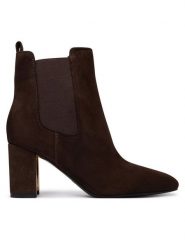 Guess Botki FLFFIE SUE10 Brązowy. Brązowe botki damskie Guess, z aplikacjami, ze skóry, bez obcasa, na słupku, bez zapięcia. Za 674.99 zł.