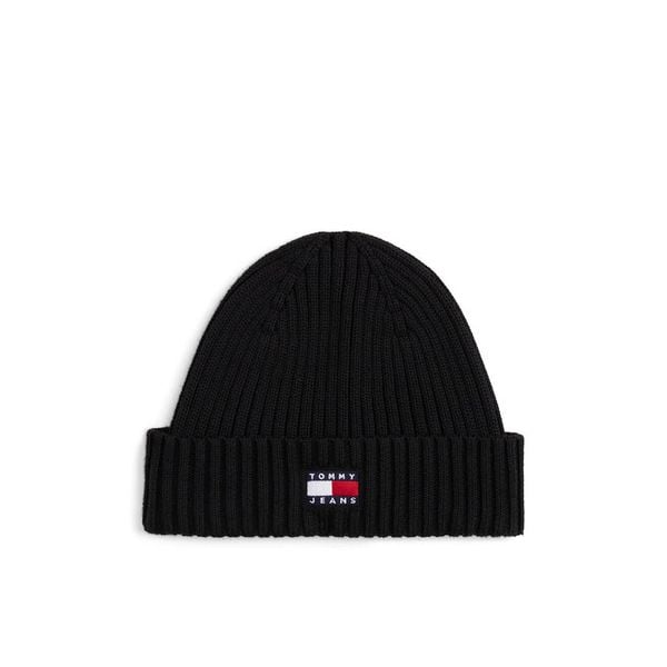 Czapka Tommy Jeans. Czarne czapki męskie Tommy Jeans, na zimę, bez wzorów, z jeansu. Za 149.99 zł.