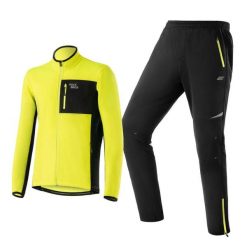 Zestaw do jazdy na rowerze na zimę ROCKBROS (Kurtka i Spodnie). Czarne kurtki męskie ROCKBROS, na zimę, s, bez wzorów, z materiału, sportowe, bez kaptura. Za 479.60 zł.