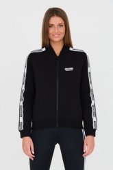 MOSCHINO Czarna bluza z lampasami. Czarne bluzy damskie MOSCHINO, s, bez wzorów, bez ramiączek, bez kaptura. W wyprzedaży za 699.99 zł.