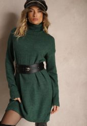 Zielona Sukienka Milana. Zielone sukienki damskie Renee, bez wzorów, z dzianiny, bez kołnierzyka, bez ramiączek, mini. Za 119.99 zł.