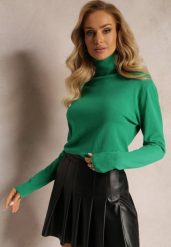 Zielony Sweter Golf o Dopasowanym Fasonie z Wiskozą Nalexa. Zielone swetry nierozpinane damskie Renee, l, bez wzorów, z dzianiny, klasyczne, bez kołnierzyka, bez ramiączek. Za 54.99 zł.